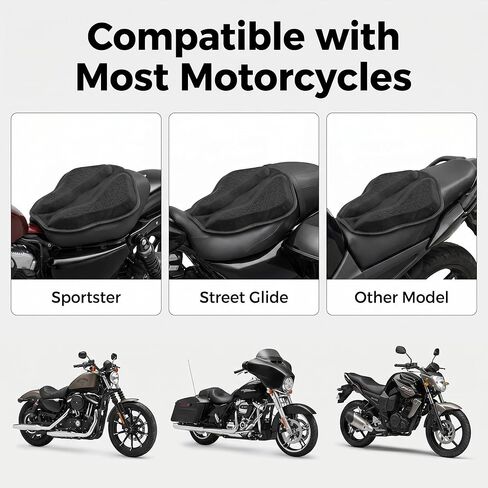 Upgraded Motorcycle Gel Seat Cushion, Universal Motorcycle Seat Pad, Shake Rider Cushion, Enlarged Ventilation Channels, Large 3D-Honeycomb Structure, Shock Absorption and Breathable for Long Rides in Saudi Arabia