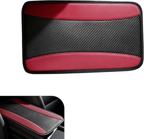 Car Center Console Cover, Carbon Fiber Leather Arm Rest Cover, Scratch-Resistant & Durable Arm Rest Box Pad, Universal for Most Vehicles (Black) in Kuwait