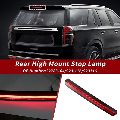 22783104 LED ضوء الفرامل الثالث لسيارة شيفروليه تاهو 2015-2020 923-116 مصباح التوقف الثالث العالي المثبت لسيارة Chevy Suburban 3500 HD الخلفية المركزية ضوء الفرامل عالي المستوى 923116 شريط الضوء الخلفي in Kuwait