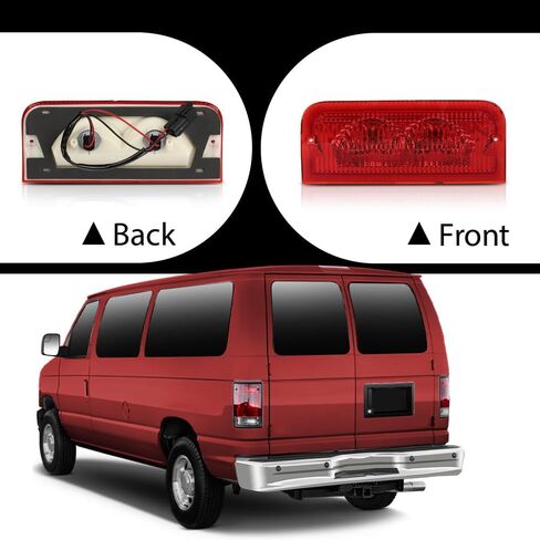 PIT66 Third 3rd Brake Light Lamp Assembly Compatible with Ford E150 E250 2008-2014 Fit Ford E350 Super Duty 2008-2014 6C2Z-13A613-A, 6C2Z13A613A Red Lens in Kuwait