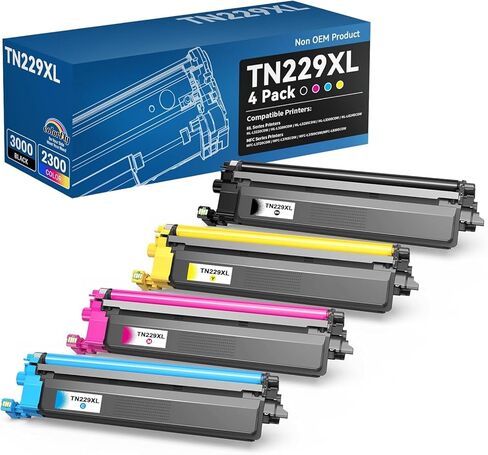 خراطيش حبر كولورفلاي TN229XL بديلة لأخيه TN229 229XL DR229CL متوافقة مع MFC-L3780CDW MFC-L3720CDW MFC-L3765CDW HL-L3280CDW HL-L3220CDW HL-L3295CDW (4 عبوات) in Kuwait