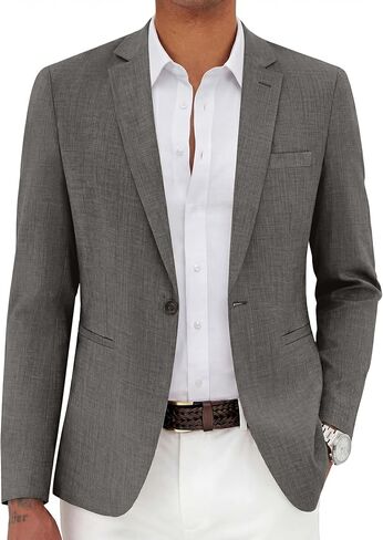 Men's Linen Casual Blazer Sport Coats Dress One Button Formal Classic Suit Jacket Business Blazer Wedding Party Jacket in Saudi Arabia