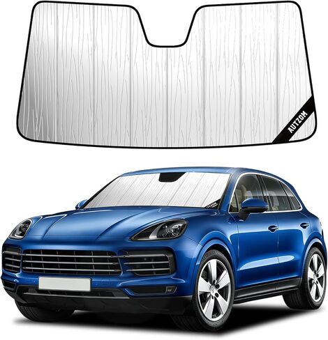 Windshield Sun Shade for Porsche Cayenne 2019-2026, Custom-fit Windshield Cover, Heat Insulation Shield, Protect Dashboard, Foldable Car Window Shades - Porsche Cayenne Accessories in Saudi Arabia
