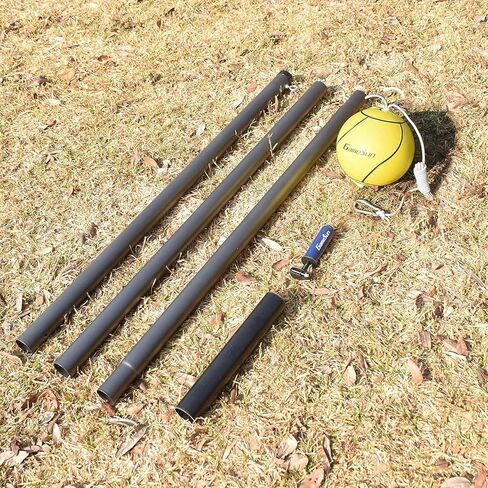 Galvanized Tetherball Set with Yellow Ball, Galvanized Poles, Rope for Outdoor, Backyard,Dark Grey in Saudi Arabia