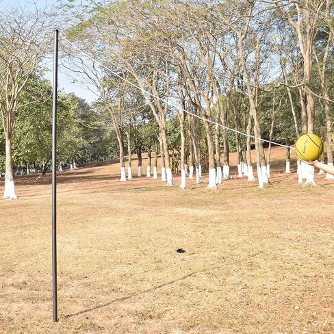 Galvanized Tetherball Set with Yellow Ball, Galvanized Poles, Rope for Outdoor, Backyard,Dark Grey in Saudi Arabia