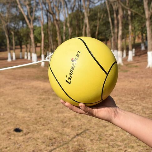 Galvanized Tetherball Set with Yellow Ball, Galvanized Poles, Rope for Outdoor, Backyard,Dark Grey in Saudi Arabia