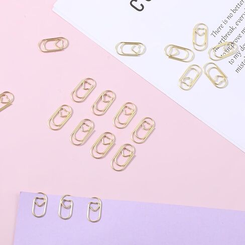 200Pcs Heart Paper Clips, Gold Paperclips Cute Mini Paperclips Papers Clamp for Office School Home Document Note Decoration Organizing in Kuwait