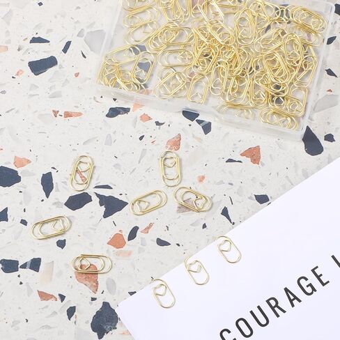 200Pcs Heart Paper Clips, Gold Paperclips Cute Mini Paperclips Papers Clamp for Office School Home Document Note Decoration Organizing in Kuwait