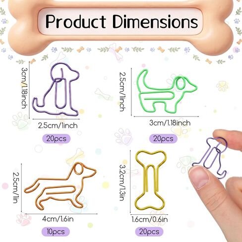 70 PCS Dog Shaped Paper Clips – Cute Colorful Animal Paperclips, Decorative Bookmark Clips for Office Supplies, Fun Unique Gifts for Dog Lovers Women Coworkers Teacher Student in Saudi Arabia