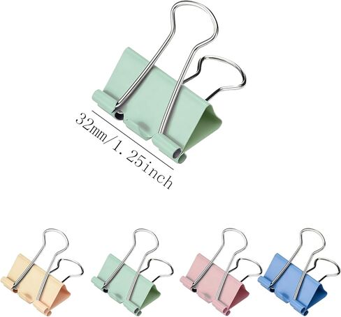 1.25 Inch/32mm Medium Size Colored Binder Clips (108 Pack),Paper Clamps for Office Supplies Home and School in Saudi Arabia