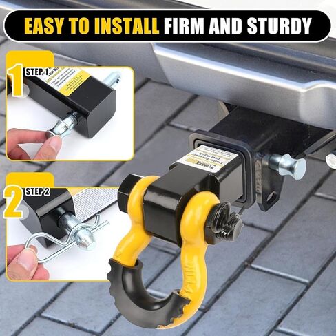 MaxxHaul 51228 15,000 lb Capacity Hitch Mount Trailer Recovery Shackle Tow Hitch with Magnetic 3/4" D-Ring Shackle for 2 inch Receiver with 2 inch Solid Shank for Off-Road Operation in Saudi Arabia