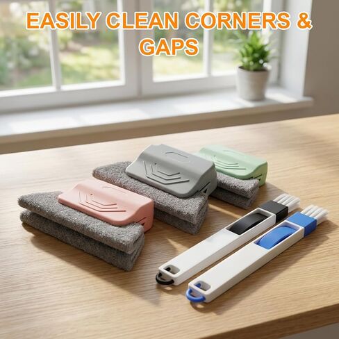 Window Track Cleaner, Window Track Cleaning Tools, Magic Window Track Cleaner with 6 Gap Brushes, 4 Large and 2 Long Brushes for Window Sill Cleaning, Efficient Window Track Cleaning Tools in Saudi Arabia