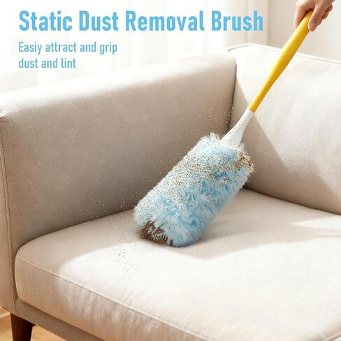 60 Count Heavy Duty Dusters Refills, Disposable Cleaning Duster Kit Microfiber Dusters Multi-Surface Duster with Extendable Handle and 1 Handle for Home Ceiling Fan Furniture Blinds in Kuwait