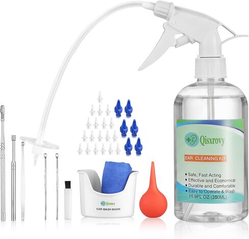 Ear Wax Removal, Ear Cleaner, Earwax Removal Kit, Ear Irrigation Flushing System, Safe and Effective Ear Lavage Kit for Ear Cleaning, Includes Basin, Syringe, Curette Kit, Towel, Resuable Tips in Kuwait