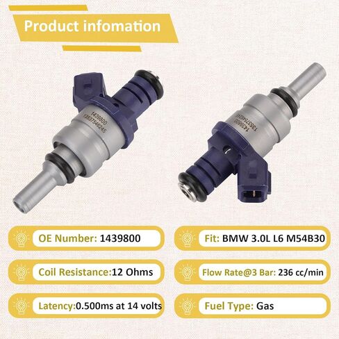 حاقن الوقود M54 3.0 2001-2006، متوافق مع/BMW X5 3.0L، متوافق مع/BMW 530i 330i 330Ci 330Xi، |2 فتحة| |مجموعة من 6| |OE#7546245| in Kuwait