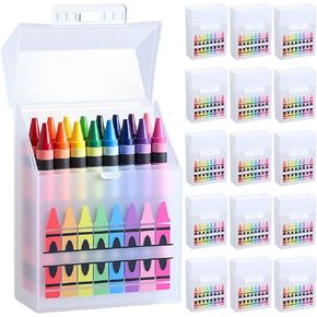 16 Pcs Plastic Clear Crayon Box with Hinged Lid and Snap Closure Protects 24 Crayons for School Office Supplies in Saudi Arabia