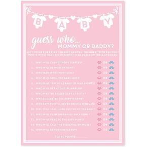 Party Hearty 50 pcs Baby Shower Games for Girl or Boy, Mommy or Daddy Guess Who Game, Fun Activity Cards, Gender Neutral, Ideas in Saudi Arabia