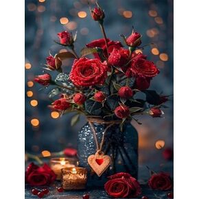 TYPUSOK Rose Diamond Art Kits for Adults,Love Heart Round Full Drill 5D Diamond Painting Kits for Beginners,Flower DIY Diamond Dots Pictures Gem Art Kit,Home Wall Decor 12x16in in Saudi Arabia