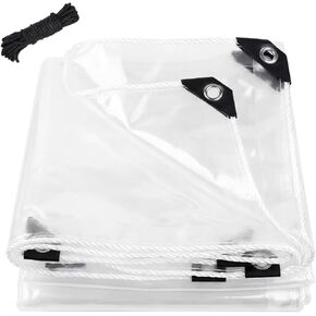 4x6FT Clear Tarp - PE Clear Vinyl Tarp Edge Hot Melt Heavy Duty Clear Waterproof Tarps, with Reinforced Grommets,Tear Resistant for Patio Cover, Greenhouse, Chicken Coops & Porch in Saudi Arabia