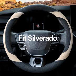 غطاء عجلة قيادة السيارة من West Llama مخصص لسيارة Chevy Silverado 1500، 2500، 3500، 14.5-15 بوصة (أسود + بيج - حجم قياسي) in Kuwait