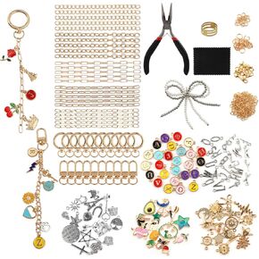 Yonderfume 333Pcs Lip Gloss Keychain Making Kit with Charms, Including 20 Keychains Clips 25 Extender Chain 118 Charm Jewelry Plier, DIY Craft Supplies with Charms, Key Chain Hooks for Bags in Kuwait