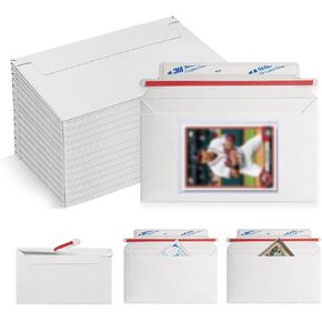 100 Pack Mailer Trading Card Envelopes, 7" x 4.35" Trading Card Mailers for Shipping, Self-Adhesive Rigid Cardboard Mailers for Mailing Semi-Rigid Sleeves, Toploaders and Card Protectors in Saudi Arabia