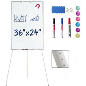 FORTUNO 36x24 Tripod Whiteboard, Magnetic Dry Erase Board with Stand,Height Adjustable Portable Sturdy White Board for Homeschool Office Classroom, White in Saudi Arabia