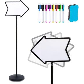 Adjustable Floor Standing Direction Sign Holder with Dry Erase Whiteboard Board, 24"x18"Double Sided Arrow Sign with Metal Base and Rotating Board, for Office, Classroom, Hotel, Retail Store in Saudi Arabia