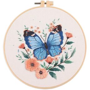 Meecaa Bird Flower Animal Embroidery Kit Starter Set, Hand Embroidery Set,Pattern Printed Cross Stitch Set for Beginner Adults, with Embroidery Hoop and Instructions (Bird 1) in Saudi Arabia