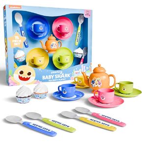 Lollipop Baby Shark Tea Party Playset with 15-Piece Set, Role Play Toys, Mini Kitchen Play for Kids, Play Food Accessories, BPA Free, Great for Gifting, BS20404AZ in Saudi Arabia