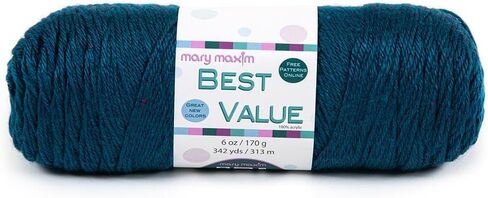 Mary Maxim Best Value Worsted Weight Yarn, 100% Acrylic Medium Weight 4 Yarn for Crocheting and Knitting Filets, Scarves, Mittens, Blankets, and Garments, 6 oz, 342 Yards, Cottonwood in Kuwait