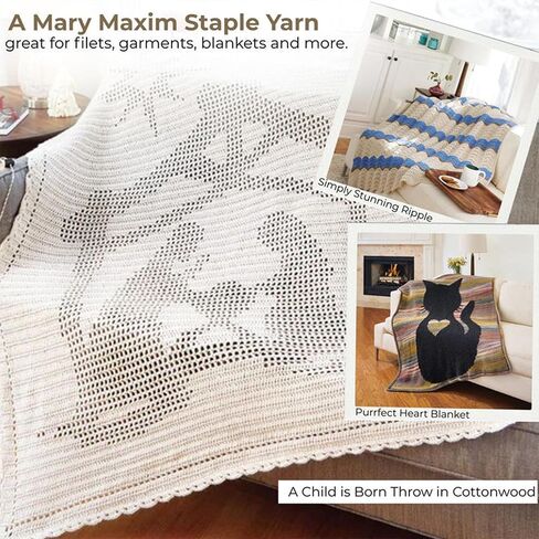 Mary Maxim Best Value Worsted Weight Yarn, 100% Acrylic Medium Weight 4 Yarn for Crocheting and Knitting Filets, Scarves, Mittens, Blankets, and Garments, 6 oz, 342 Yards, Cottonwood in Kuwait