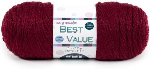 Mary Maxim Best Value Worsted Weight Yarn, 100% Acrylic Medium Weight 4 Yarn for Crocheting and Knitting Filets, Scarves, Mittens, Blankets, and Garments, 6 oz, 342 Yards, Cottonwood in Kuwait