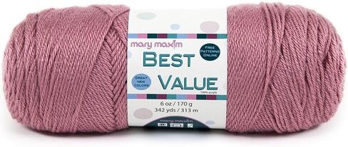 Mary Maxim Best Value Worsted Weight Yarn, 100% Acrylic Medium Weight 4 Yarn for Crocheting and Knitting Filets, Scarves, Mittens, Blankets, and Garments, 6 oz, 342 Yards, Cottonwood in Kuwait