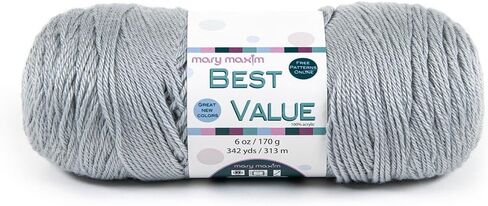 Mary Maxim Best Value Worsted Weight Yarn, 100% Acrylic Medium Weight 4 Yarn for Crocheting and Knitting Filets, Scarves, Mittens, Blankets, and Garments, 6 oz, 342 Yards, Cottonwood in Kuwait