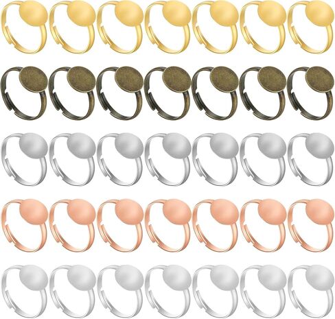 Elegaperma 80pcs Blank Rings for Jewelry Making, Ring Blanks for Jewelry Making, Adjustable Stainless Steel Flat Blank Ring Base for Men Women Jewelry Make DIY Crafts in Saudi Arabia