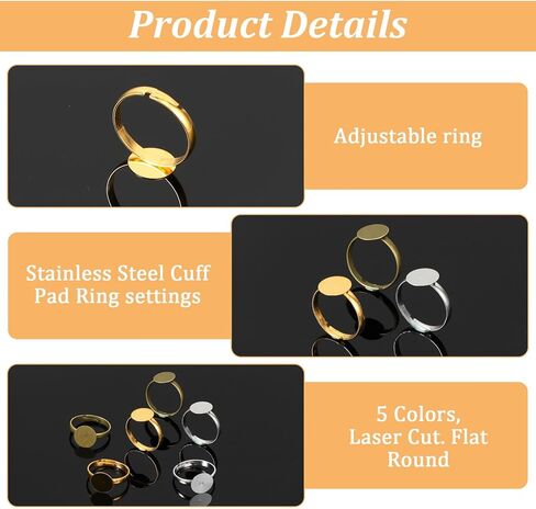 Elegaperma 80pcs Blank Rings for Jewelry Making, Ring Blanks for Jewelry Making, Adjustable Stainless Steel Flat Blank Ring Base for Men Women Jewelry Make DIY Crafts in Saudi Arabia
