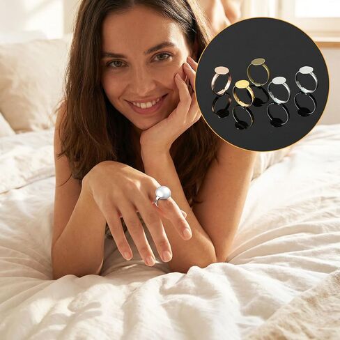 Elegaperma 80pcs Blank Rings for Jewelry Making, Ring Blanks for Jewelry Making, Adjustable Stainless Steel Flat Blank Ring Base for Men Women Jewelry Make DIY Crafts in Saudi Arabia