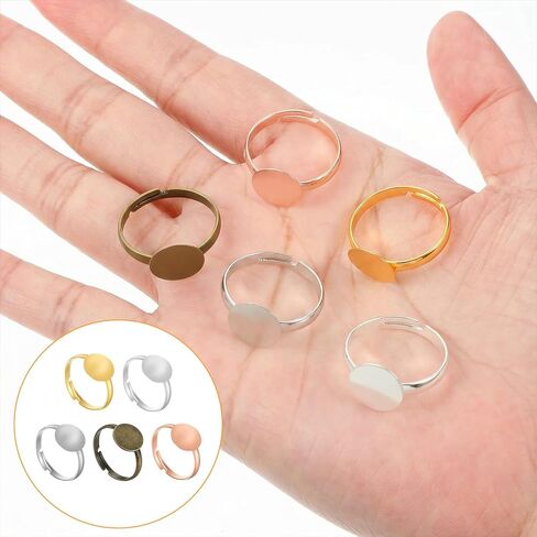 Elegaperma 80pcs Blank Rings for Jewelry Making, Ring Blanks for Jewelry Making, Adjustable Stainless Steel Flat Blank Ring Base for Men Women Jewelry Make DIY Crafts in Saudi Arabia