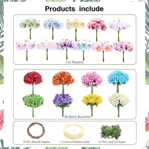 Flagogoo 22 Sets DIY Flower Crown Kit - Flower Making Kit- Handmade Your Own Flower Crowns for Women Hair Accessories Headband Making Kit for Girls - Wedding Birthday Party Festival Decor in Saudi Arabia