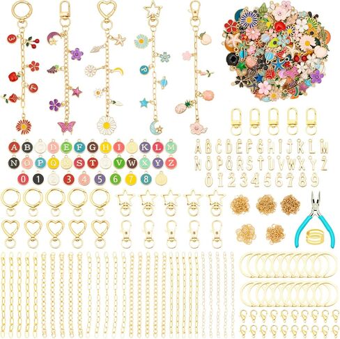 645 Pcs Charms Lip Gloss Keychain Making Kit DIY Bag Charm Kits with Key Chain Hooks Charms Lobster Clasps Jump Rings Jewelry Plier Chains & Tools for Craft Supplies and Jewelry Making (645 Pcs Kit) in Saudi Arabia