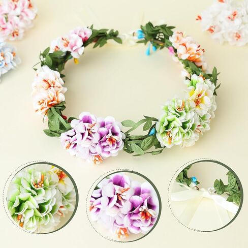 Flagogoo 22 Sets DIY Flower Crown Kit - Flower Making Kit- Handmade Your Own Flower Crowns for Women Hair Accessories Headband Making Kit for Girls - Wedding Birthday Party Festival Decor in Saudi Arabia