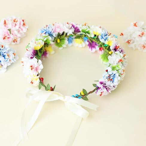 Flagogoo 22 Sets DIY Flower Crown Kit - Flower Making Kit- Handmade Your Own Flower Crowns for Women Hair Accessories Headband Making Kit for Girls - Wedding Birthday Party Festival Decor in Saudi Arabia