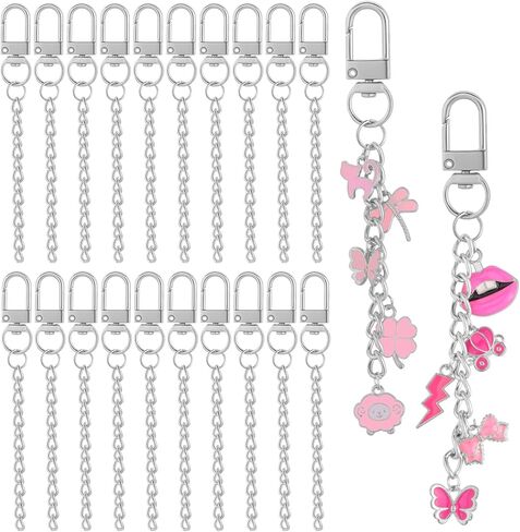 Chuyau 20pcs Keychain Making Kit Gold Silver Swivel Snap Hook Lobster Claw Clasps Metal Keychains Clip Extender Keychains Bag Charm Kits Bulk DIY Craft Supplies for Jewelry Making Purse Handbag in Saudi Arabia