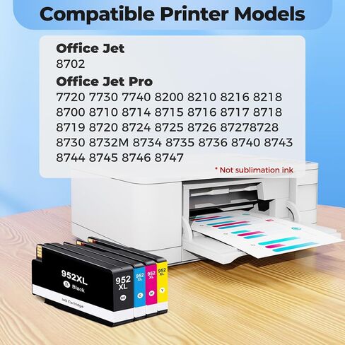 952 952XL Ink Cartridges Office Jet Pro 8710 7740 for HP 952XL 952 HP952 HP952XL Ink Cartridges Combo Pack Work with HP Office Jet Pro 7740 8710 8720 8210 7720 8730 8216 8715 8725 8740 Office Jet 8702 in Kuwait