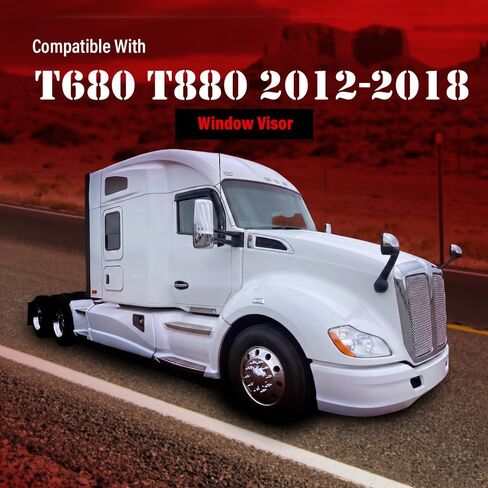 واقيات المطر من ANDPLAY متوافقة مع Kenworth T680 T880 2012-2018 - عاكسات النوافذ الجانبية الدخانية، ظل فتحة تهوية المطر، زخرفة خارجية متينة للكمبيوتر الشخصي in Kuwait