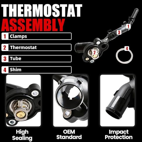 MITZONE Engine Coolant Thermostat Housing Assembly Compatible with 2007-2010 Dodge Magnum Challenger Charger 2007-2010 Chrysler 300 3.5L in Kuwait