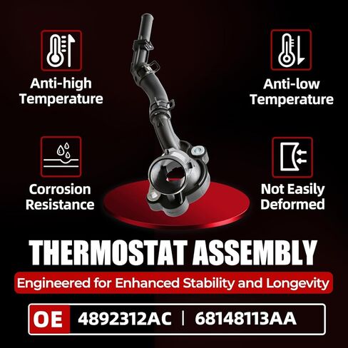 MITZONE Engine Coolant Thermostat Housing Assembly Compatible with 2007-2010 Dodge Magnum Challenger Charger 2007-2010 Chrysler 300 3.5L in Kuwait