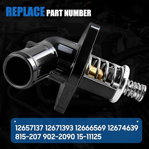 15-11125 Engine Coolant Thermostat Housing Assembly, Thermostat Housing Replacement for Chevy Silverado 1500 Suburban Tahoe GMC Sierra 1500 Yukon Yukon XL Cadillac Escalade, Replaces 12674639 in Kuwait