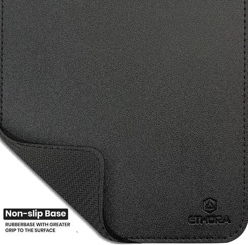 Faux Leather Mouse Pad 6 x 8 INCH – Elegant & Waterproof | Synthetic Leather, Non-Slip Rubber Base, Stitched Edges | Ideal for Laptop, Office, Travel (Black) in Saudi Arabia